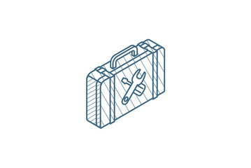 Toolbox isometric icon. 3d line art technical drawing. Editable stroke vector