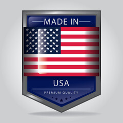 Made in USA Seal, AMERICAN National Flag (Vector Art)
