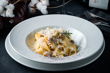 pasta on a dark background