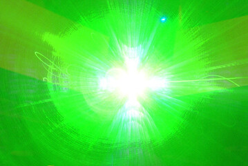 Cross painted with laser beam with green background