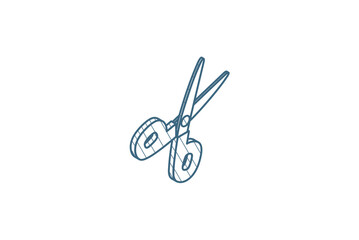 scissors, cut isometric icon. 3d line art technical drawing. Editable stroke vector