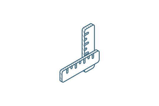 ruler isometric icon. 3d line art technical drawing. Editable stroke vector