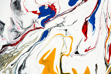 acrylic paint abstract running across the dish