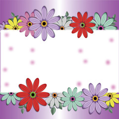 Illustration floral frame, with beautiful flowers and empty frame for write something you need like 