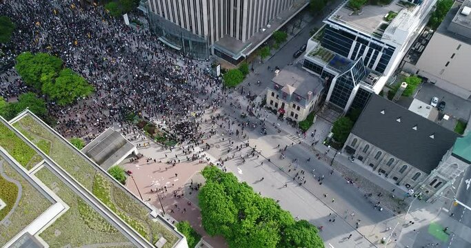 Aerial/Drone Video of Black Lives Matter Protest in Downtown Ottawa