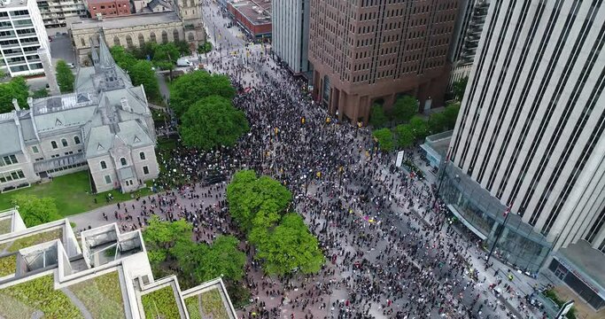 Aerial/Drone Video of Black Lives Matter Protest in Downtown Ottawa