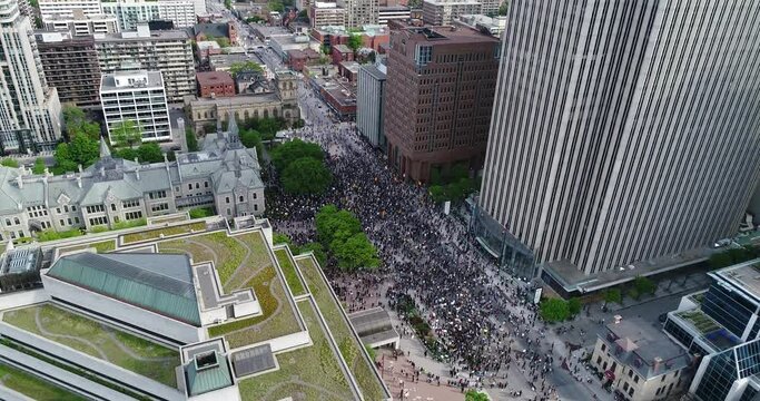 Aerial/Drone Video of Black Lives Matter Protest in Downtown Ottawa