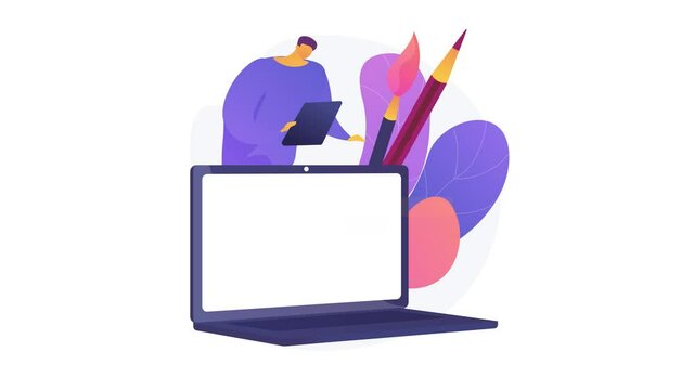 Web design studio, site development company, business landing page, about us, corporate homepage creation service, interface abstract concept motion graphics. 4K seamless loop video animation footage.
