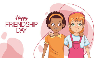 happy friendship day celebration with girls couple