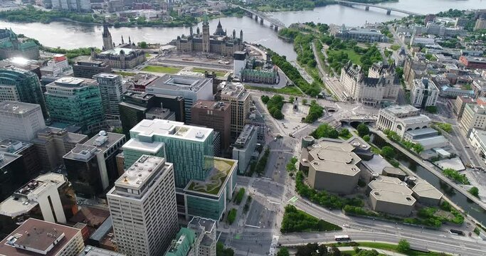 Aerial Video of Parliament and Downtown Ottawa