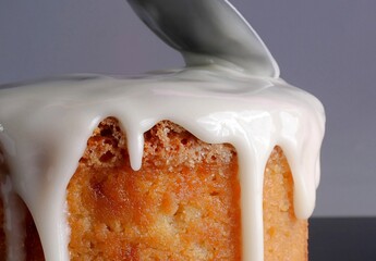 homemade orange cake overflowing topping
