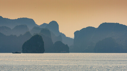 It's Nature and rocks of the Halong Bay, Indochina sea, Vietnam. UNESCO World Heritage