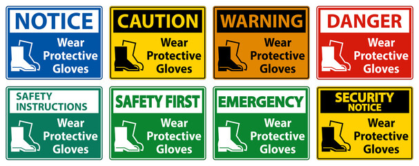 Wear protective footwear sign on transparent background