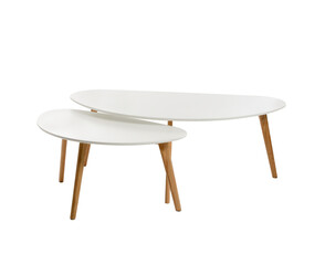 Stylish tables on white background