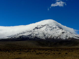 Chimborazo Volcano in the Chimborazo province of Ecuador, the closest point to the sun