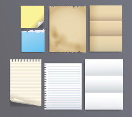 set of attachment banners paper icons