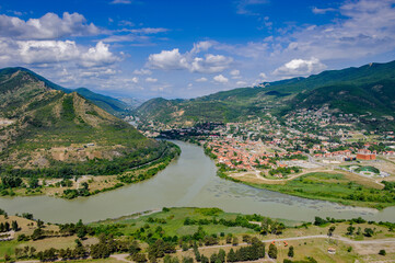 It's Beautiful view of the old town of Mtskheta in Georgia. First capital of Georgia and a UNESCO World Heritage site