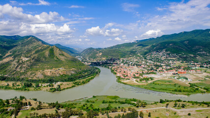 It's Beautiful view of the old town of Mtskheta in Georgia. First capital of Georgia and a UNESCO World Heritage site