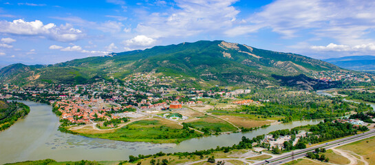 It's Beautiful view of the old town of Mtskheta in Georgia. First capital of Georgia and a UNESCO World Heritage site