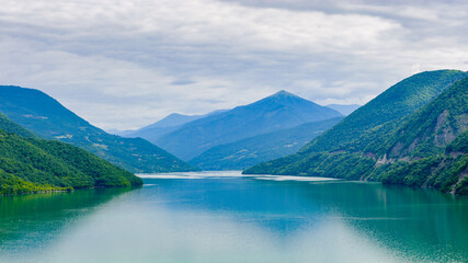 Fototapeta na wymiar It's Beautiful river in the Caucasus mountains