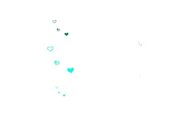 Light Green vector background with Shining hearts.