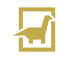 Geometrical low poly dinosaur logo vector