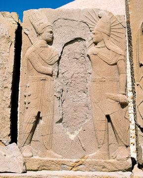 Relief of King Antiochus handshaking with god