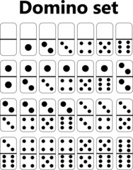 Domino game black and white pieces set isolated vector design