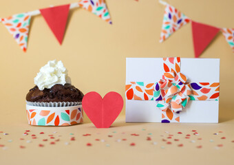 happy birthday with cake and gift