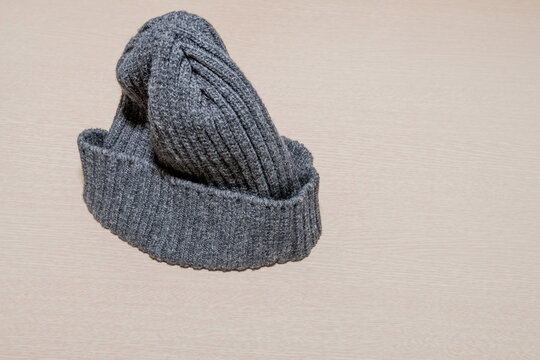 Gray knit winter cap
