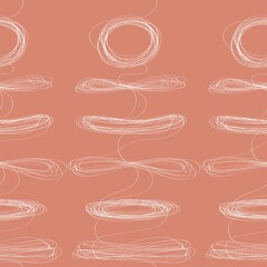 Seamless pattern with one lines as shapes. Hand drawn pattern - Vector