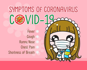 Character Cartoon Character Cartoon Symptoms Of CORONAVIRUS (COVID-19 ), Fight virus concept, Stay Home : Vector illustration.
