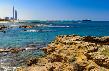 Fototapeta na wymiar It's Caesarea Maritima coast, Mediterranean sea, Israel