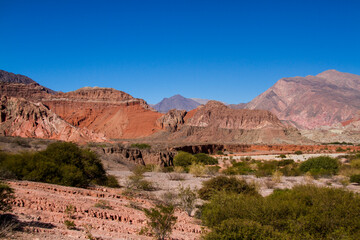 Different shapes and colors in the mountains due to erosion by the wind and the elements.