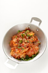 Korean cooking, marinated chicken and gochujang