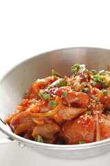 Korean cooking, marinated chicken and gochujang