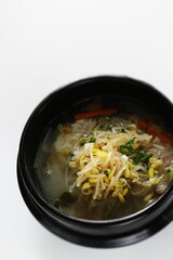 Korean food, rice in soy bean sprout soup for healthy meal