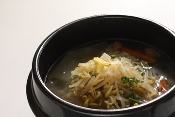 Korean food, rice in soy bean sprout soup for healthy meal