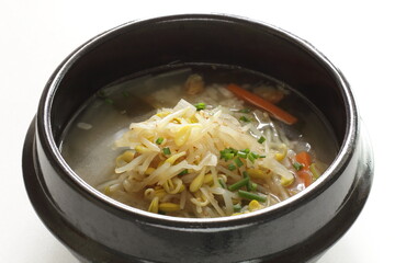 Korean food, rice in soy bean sprout soup for healthy meal