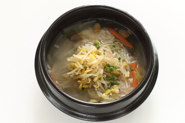 Korean food, rice in soy bean sprout soup for healthy meal