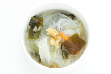 seaweed and cabbage with dried fish in Korean soup