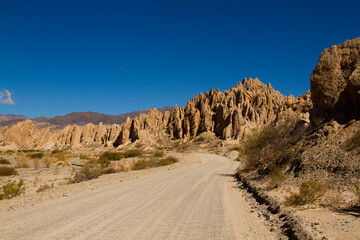 Different shapes and colors in the mountains due to erosion by the wind and the elements.