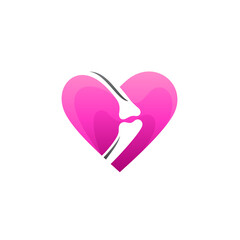 Obraz premium Joint Care Logo, Vector of Heart/Love with Bone Silhouette