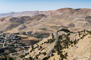 Fototapeta na wymiar It's Al Karak (Kerak), view from the Kerak Castle, Jordan