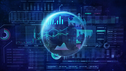 Illustration on the theme of World exchange market and trading.