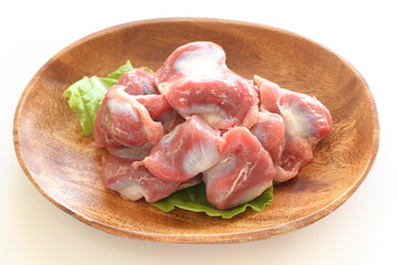 Chinese food ingredient,  prepared gizzard on wooden plate