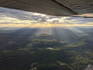 Sunset view from an airplane window