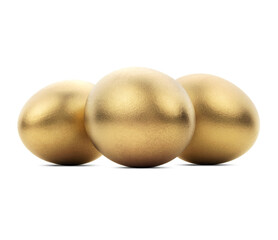 Golden eggs isolated on a white background.