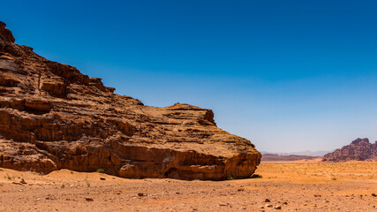 It's Landscape of the desert of Wadi Rum, The Valley of the Moon, southern Jordan.