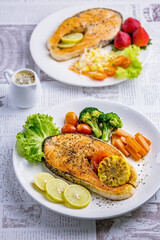 Salmon steak healthy tasty food